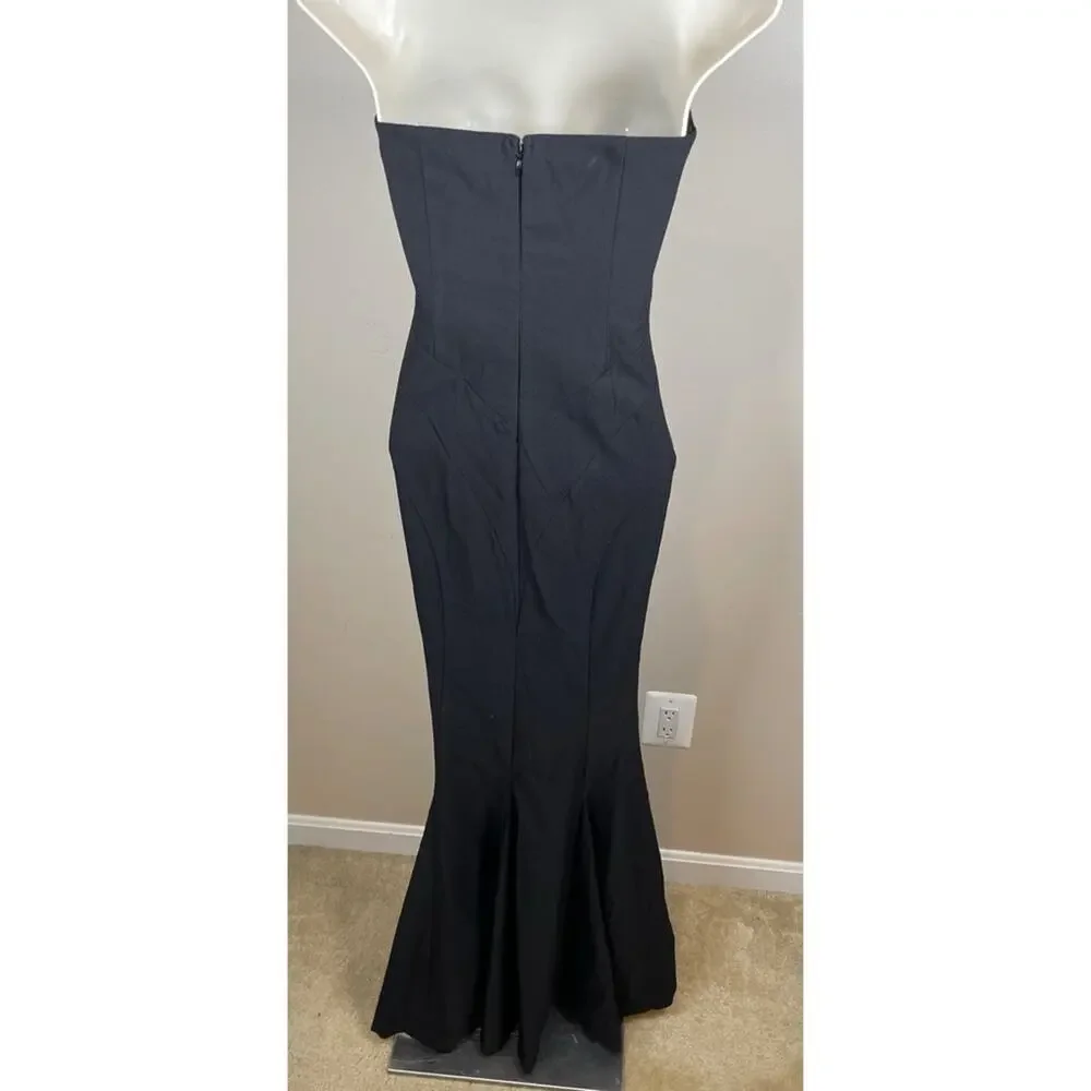 Michael Costello Billie Black Bustier Strapless Bodycon Maxi Dress Size XS - Picture 7 of 8